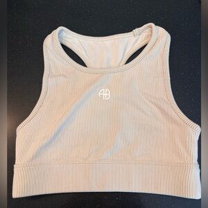 Anine Bing Brown Beige Striped Sports Bra small